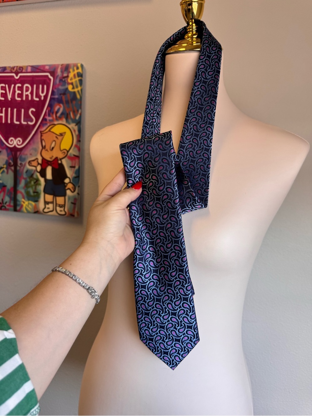 NEW Mens Ted Baker Silk Paisley Men's Tie in Navy and Pink